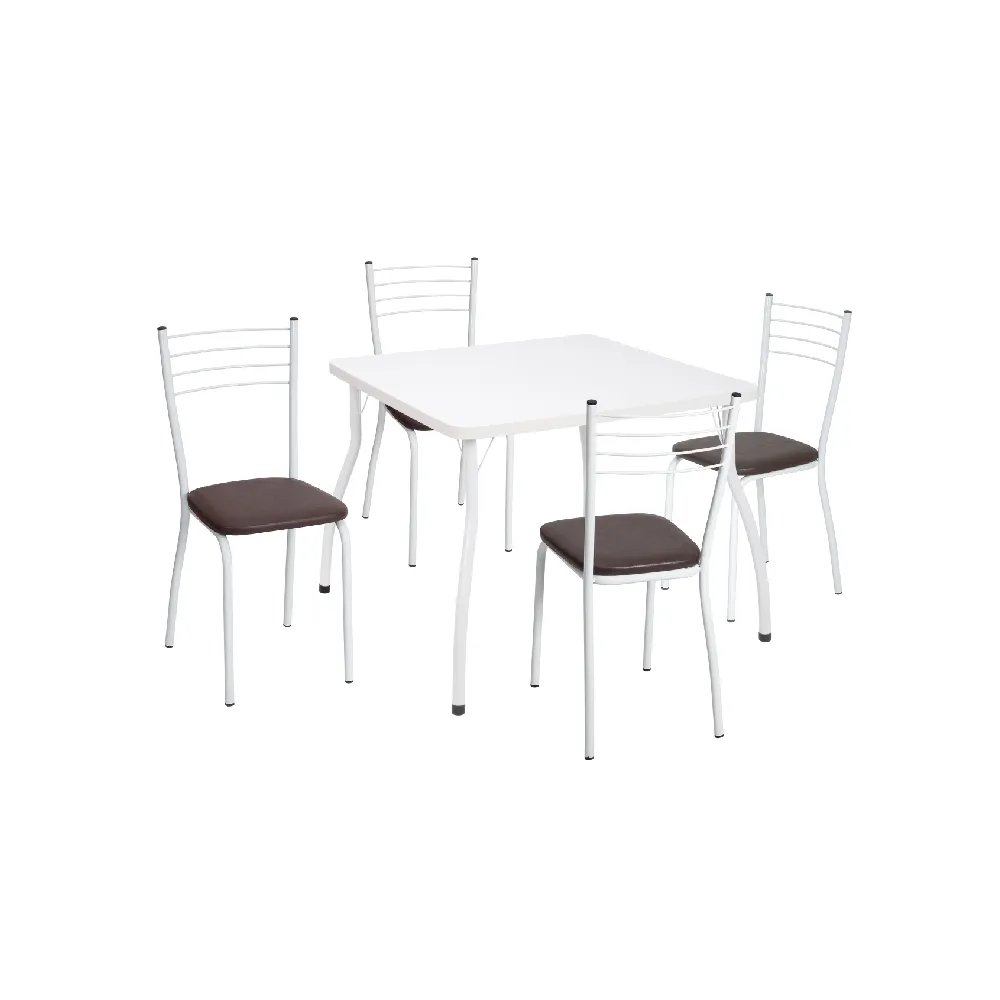 Conjunto de Mesa com 4 Cadeiras Fil Móveis 13|1080 Branca/Marrom