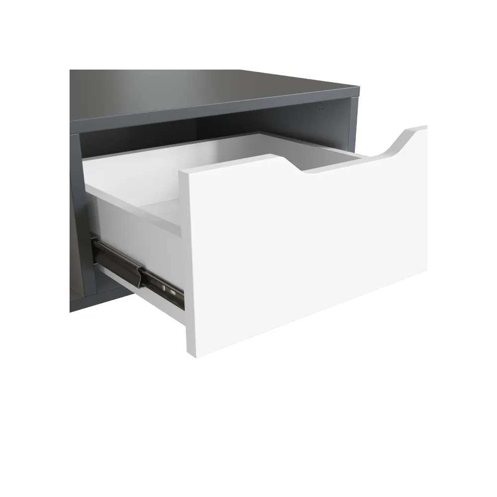 Mesa de Centro Retangular Completa Móveis Rimini MC004GFBC 1 Gaveta Grafite/Branco