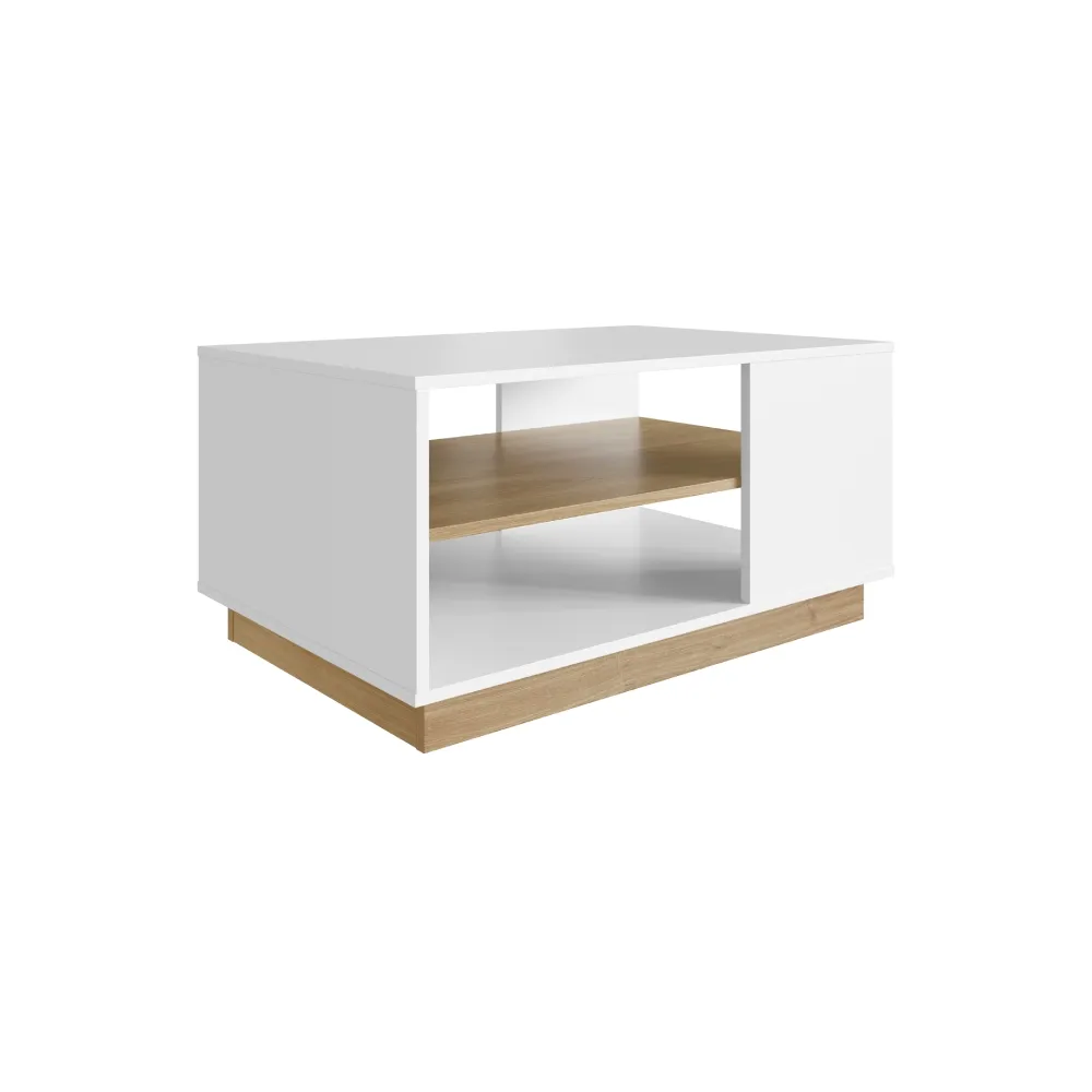 Mesa de Centro Retangular Completa Móveis Livorno MC002BCOA  Branco OAK