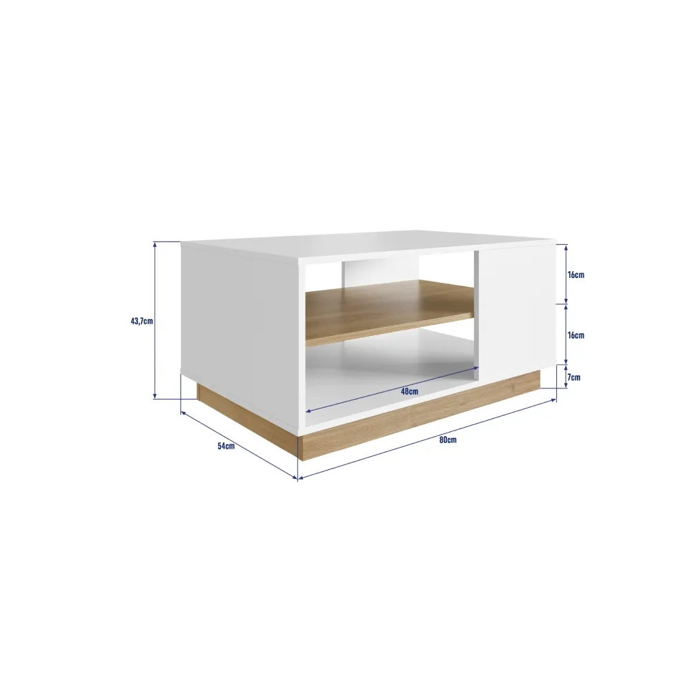 Mesa de Centro Retangular Completa Móveis Livorno MC002BCOA  Branco OAK