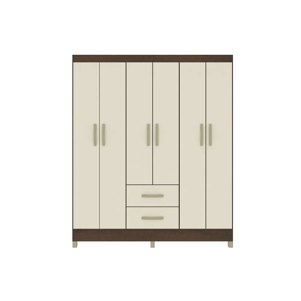 Guarda-Roupa 6 Portas Fellicci Milano RP162 2 Gavetas Rustico/Champagne SE