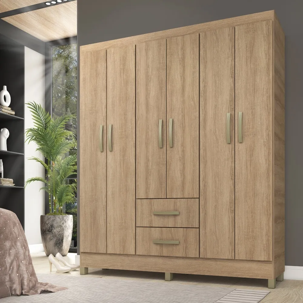 Guarda-Roupa 6 Portas Fellicci Milano RP162 2 Gavetas Mel SE