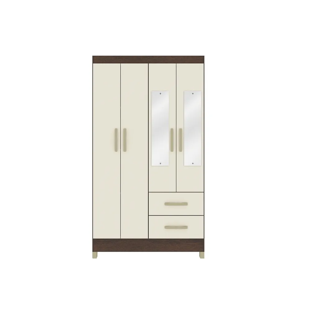 Guarda-Roupa 4 Portas Fellicci Veneza RP142E 2 Gavetas c/Espelho Rustico/Champagne SE