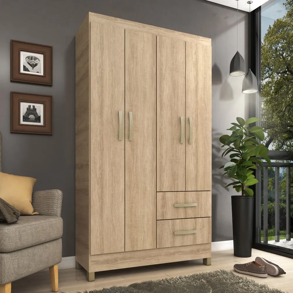 Guarda-Roupa 4 Portas Fellicci Veneza RP142 2 Gavetas Mel