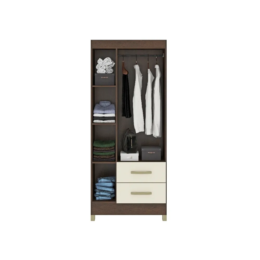 Guarda-Roupa 3 Portas Fellicci Mônaco RP132E 2 Gavetas c/Espelho Rustico/Champagne SE