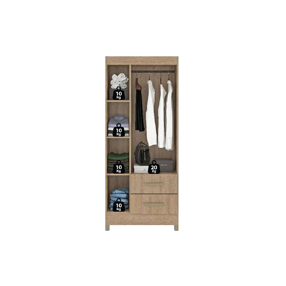 Guarda-Roupa 3 Portas Fellicci Mônaco RP132E 2 Gavetas c/Espelho Mel SE