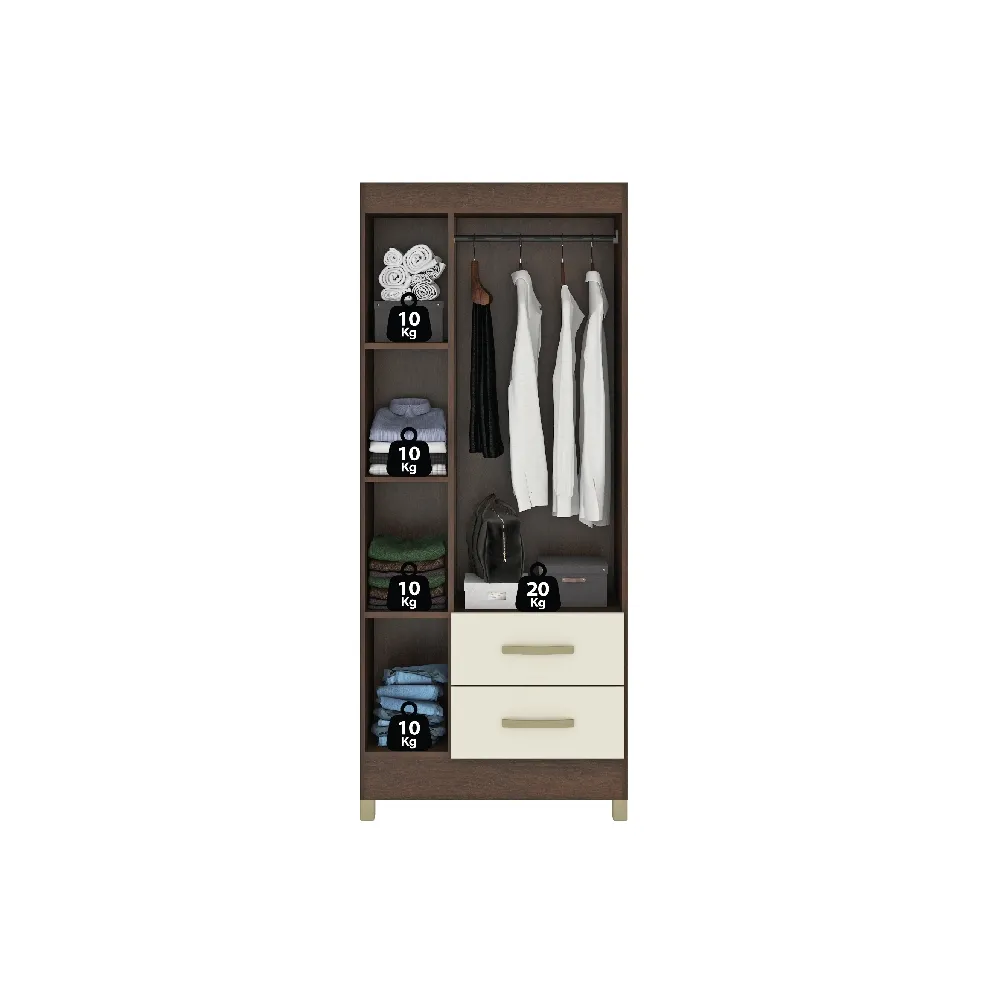 Guarda-Roupa 3 Portas Fellicci Mônaco RP132 2 Gavetas Rustico/Champagne SE