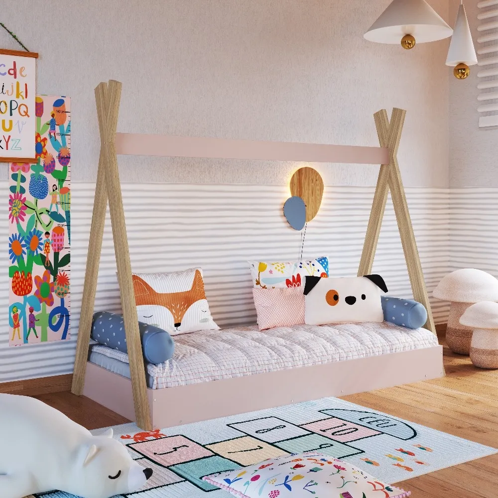 Cama Infantil Completa Móveis Cabana CCM001ITRS Itapuã/Rosa SE