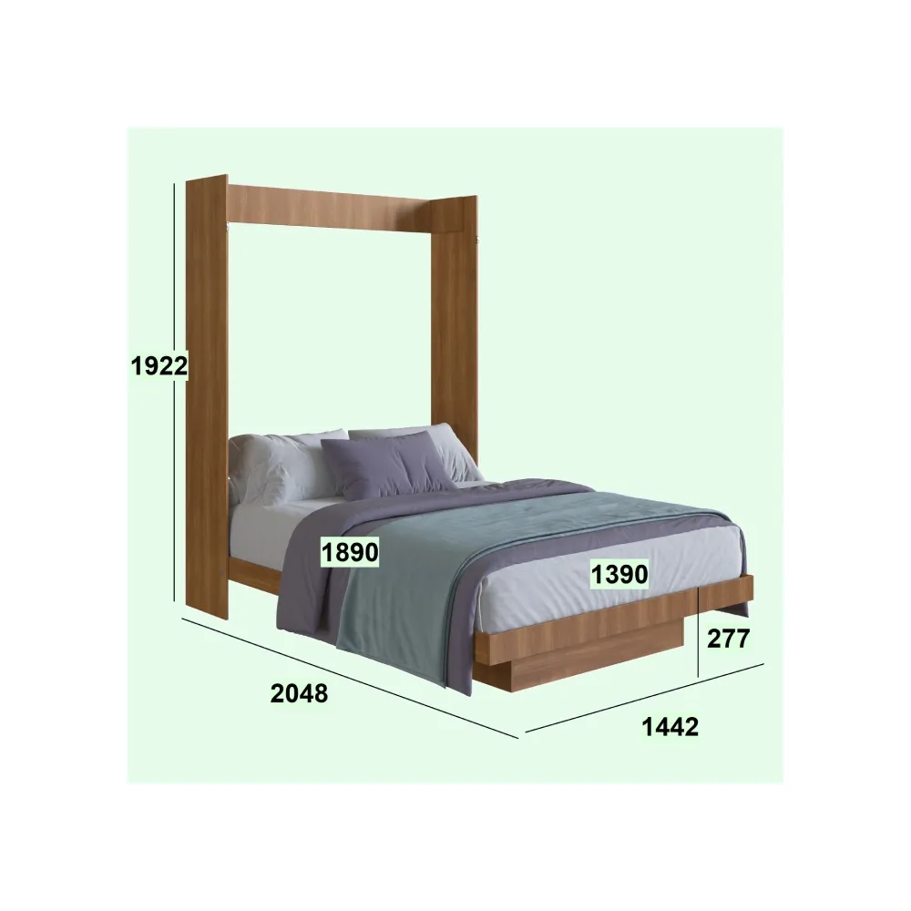 Cama Articulável Art In Móveis Vertical Casal CV140 Nogal SE