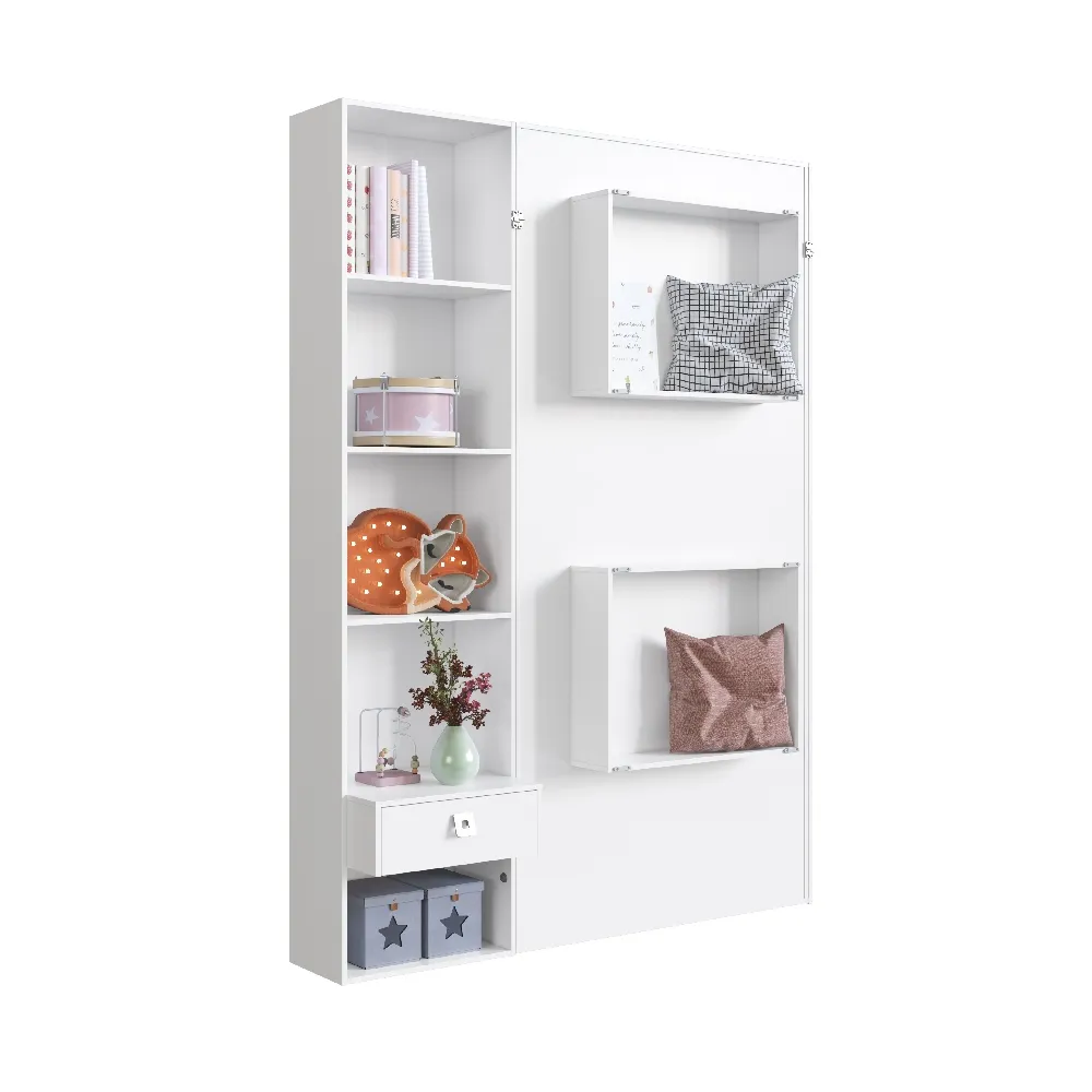 Cama Articulável Art In Móveis Vertical Solteiro com Estante CV095 Branco SE