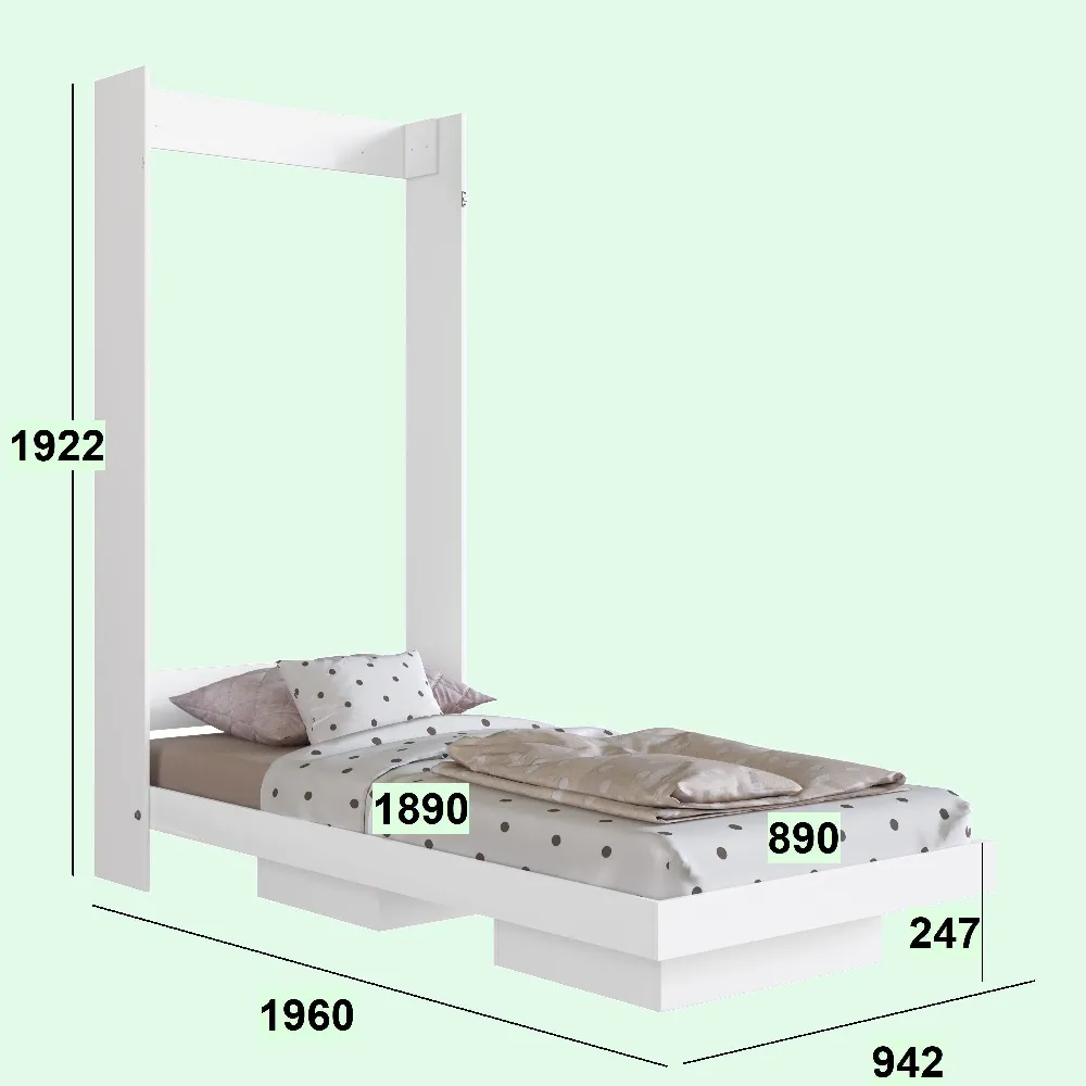 Cama Articulável Art In Móveis Vertical Solteiro CV090 Branco SE