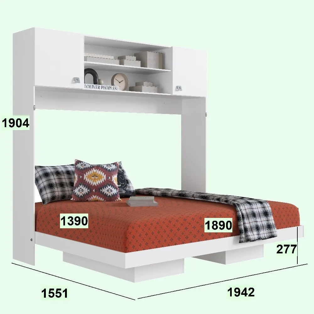 Cama Articulável Art In Móveis Horizontal Casal com Aéreo CH145 Branco SE