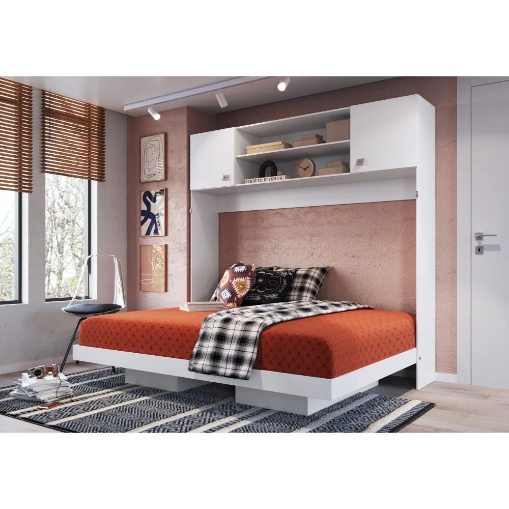 Cama Articulável Art In Móveis Horizontal Casal com Aéreo CH145 Branco SE