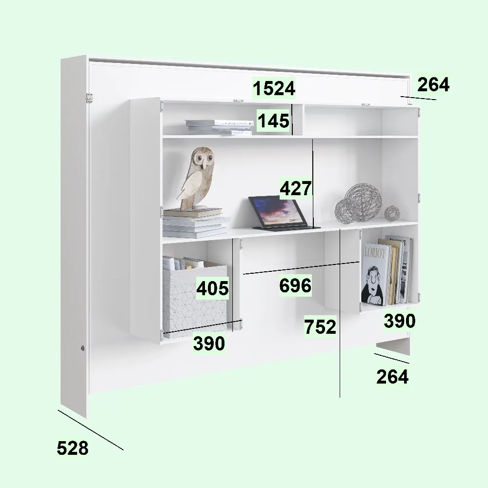 Cama Articulável Art In Móveis Horizontal Casal com Estação de Trabalho CE140 Branco SE