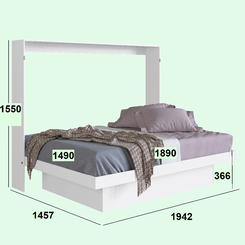 Cama Articulável Art In Móveis Horizontal Casal com Estação de Trabalho CE140 Branco SE