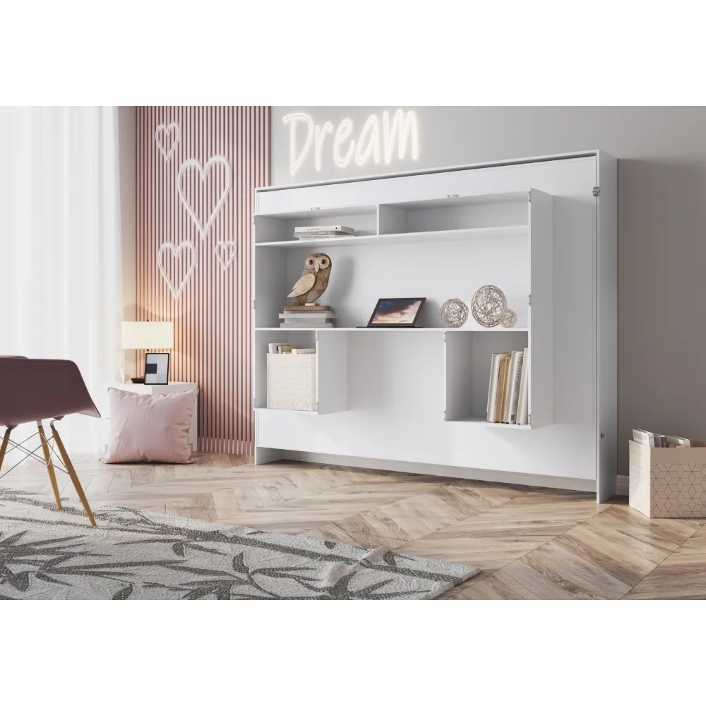 Cama Articulável Art In Móveis Horizontal Casal com Estação de Trabalho CE140 Branco SE