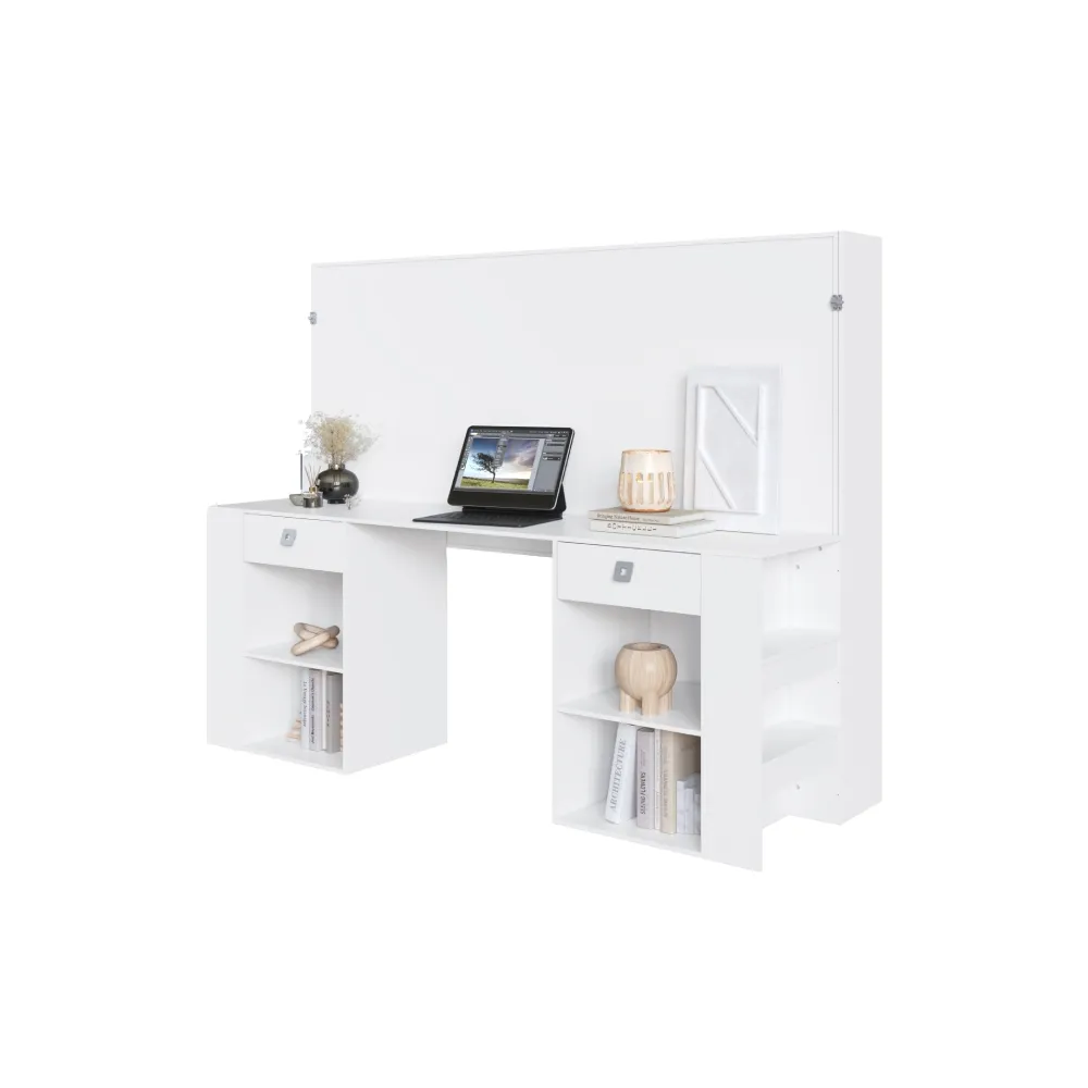 Cama Articulável Art In Móveis Horizontal Solteiro com Estação de Trabalho Latino CE095 Branco SE