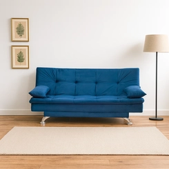Sofá Vira-Cama 190cm Bressiani Vanessa P774 Azul