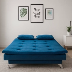 Sofá Vira-Cama 190cm Bressiani Vanessa P774 Azul