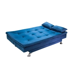 Sofá Vira-Cama 190cm Bressiani Vanessa P774 Azul