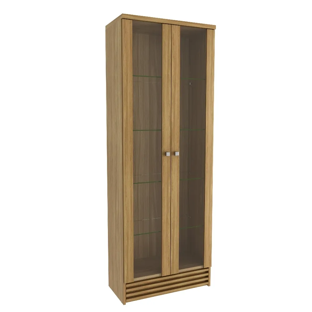 Cristaleira 2 Portas Tecno Mobili CR6002.0001 com 5 Prateleiras de Vidro Natural SE