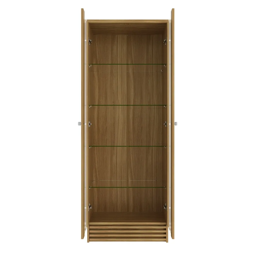 Cristaleira 2 Portas Tecno Mobili CR6002.0001 com 5 Prateleiras de Vidro Natural SE