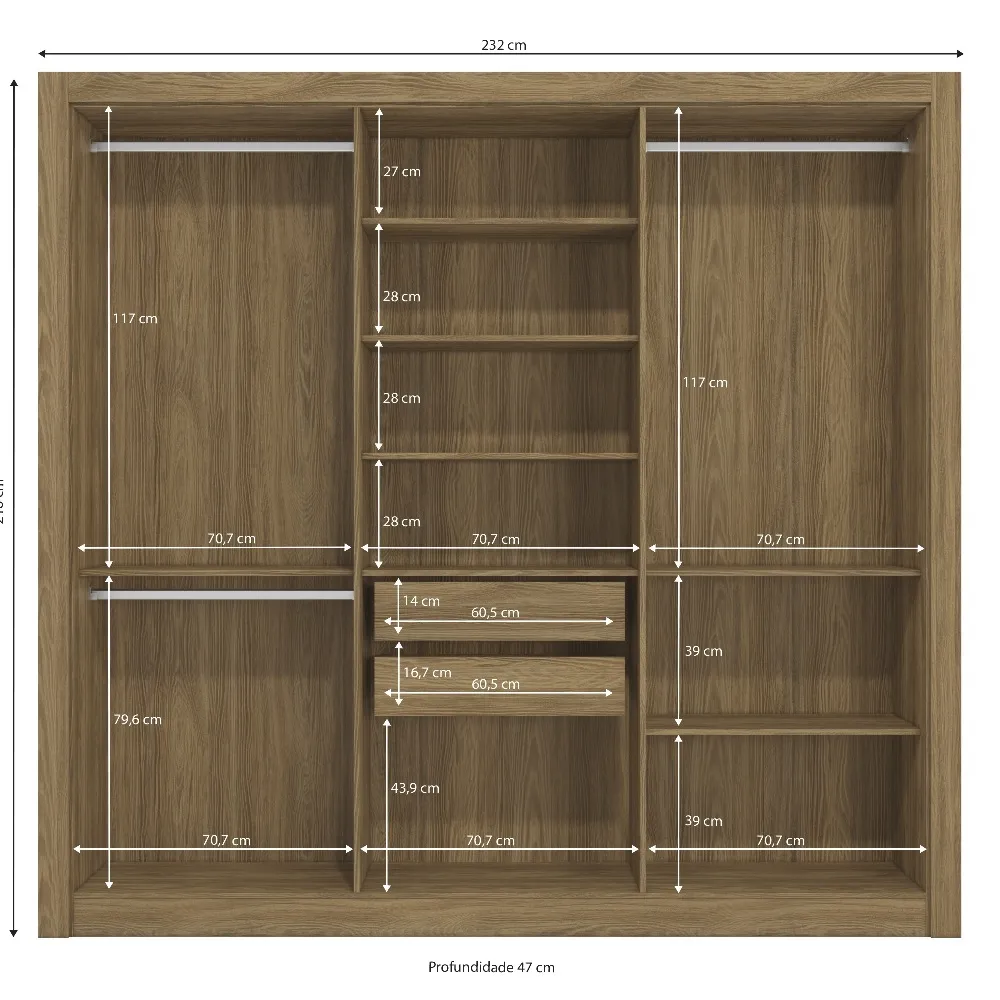 Guarda-Roupa 3 Portas Kappesberg Adapt M569 2 Gavetas Nogueira/Verde SE