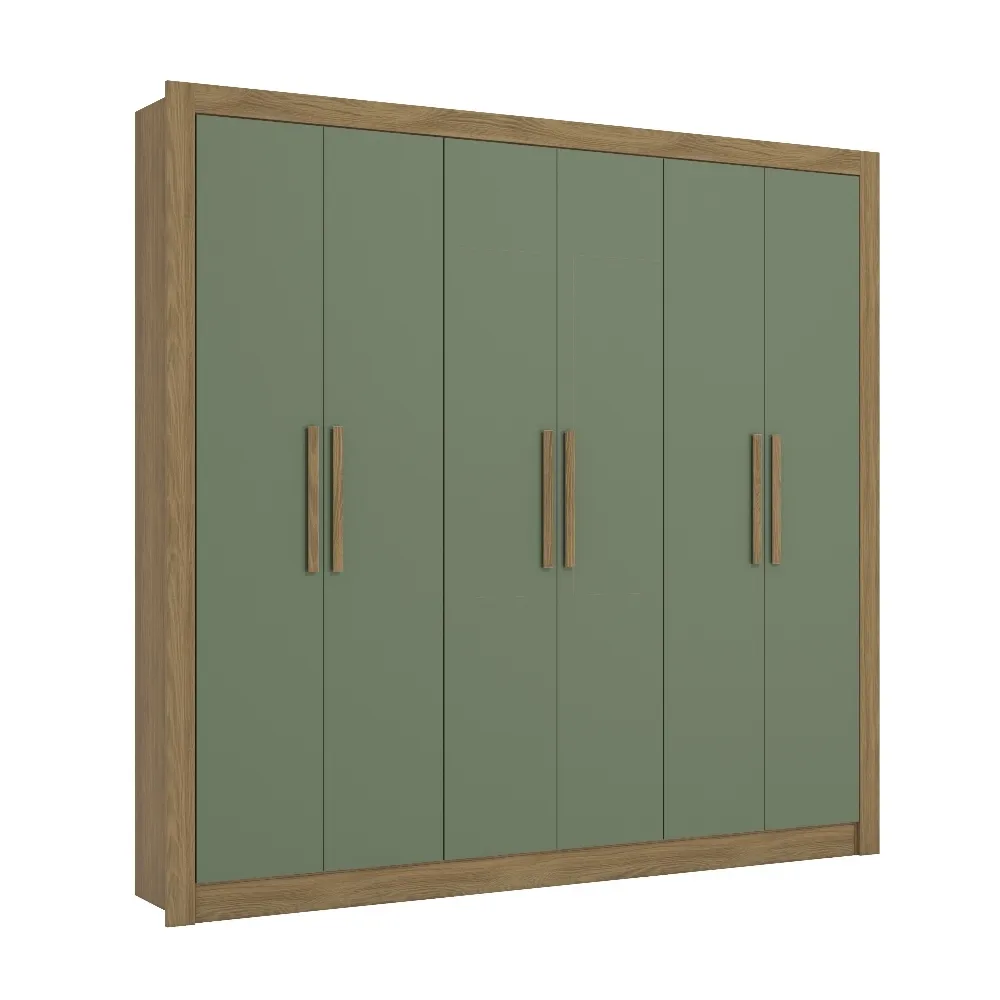 Guarda-Roupa 3 Portas Kappesberg Adapt M569 2 Gavetas Nogueira/Verde SE