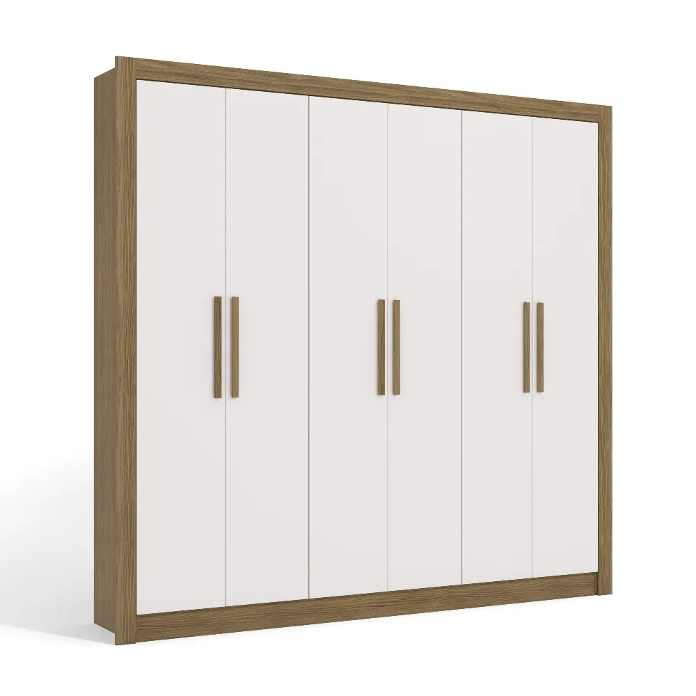 Guarda-Roupa 3 Portas Kappesberg Adapt M569 2 Gavetas Nogueira/Branco SE