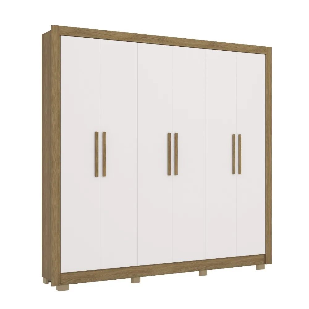 Guarda-Roupa 6 Portas Kappesberg Adapt CB04M569 3 Gavetas Nogueira/Branco SE