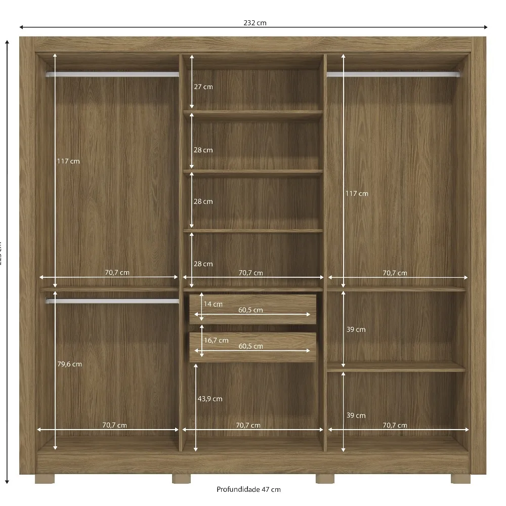 Guarda-Roupa 6 Portas Kappesberg Adapt CB02M569 2 Gavetas Nogueira/Verde SE