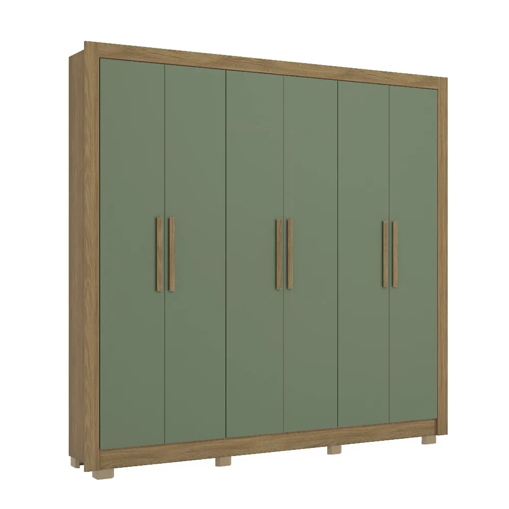 Guarda-Roupa 6 Portas Kappesberg Adapt CB02M569 2 Gavetas Nogueira/Verde SE