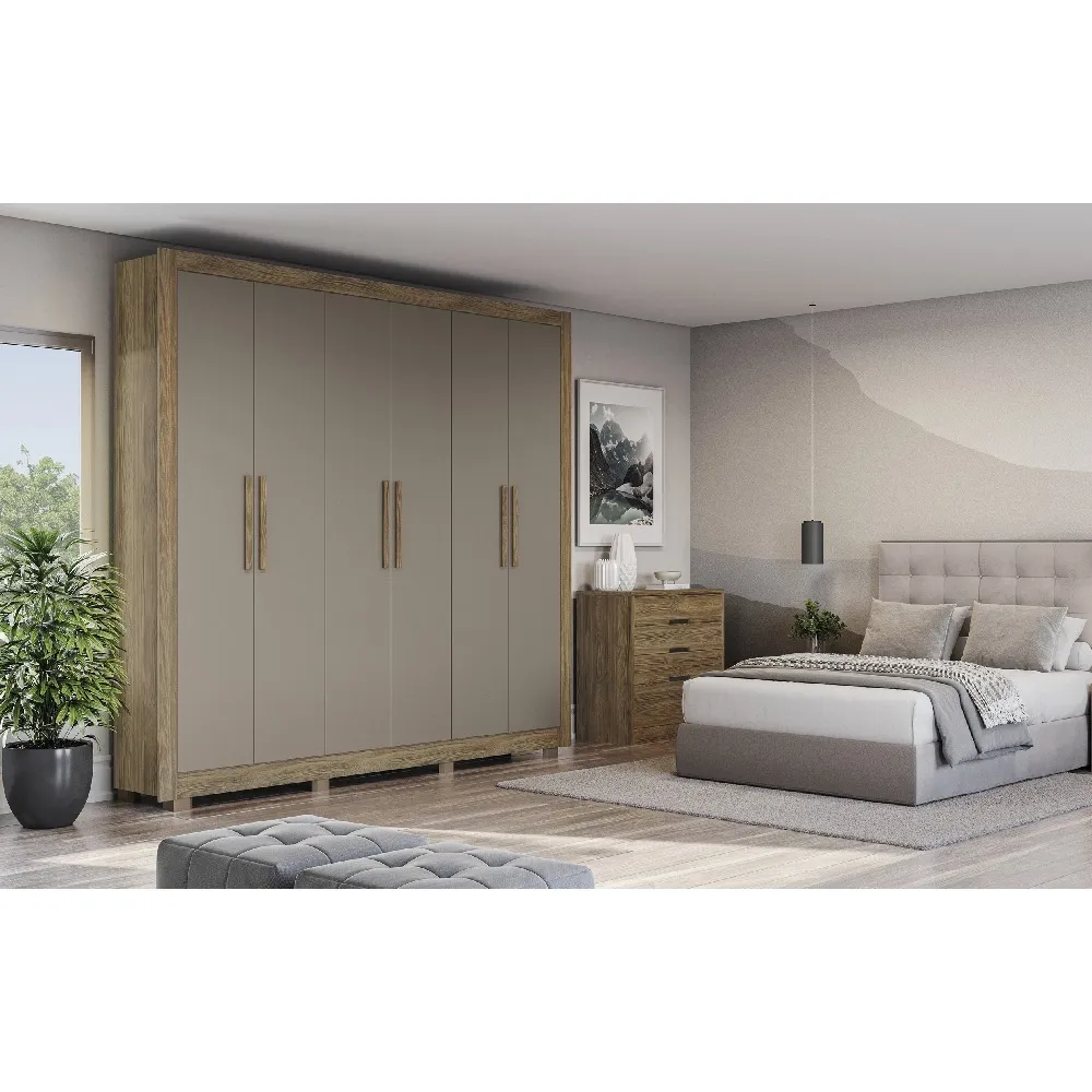 Guarda-Roupa 6 Portas Kappesberg Adapt CB02M569 2 Gavetas Nogueira/Fendi SE