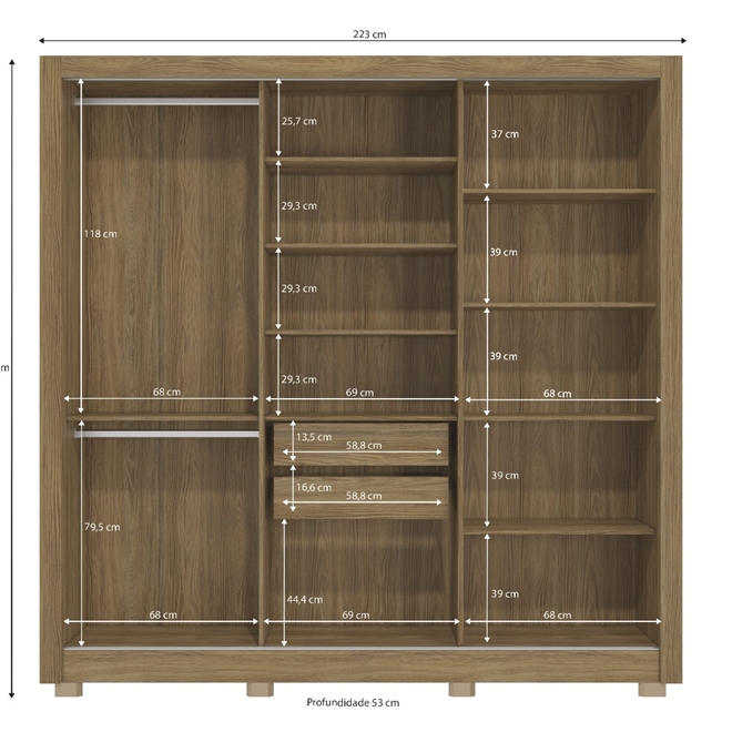 Guarda-Roupa 3 Portas Correr Kappesberg Adapt CB09M570 2 Gavetas ...