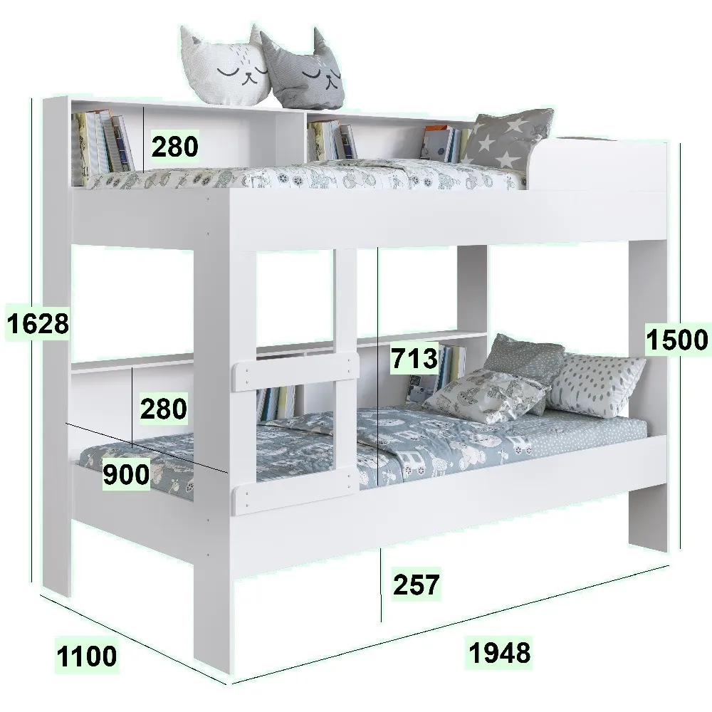 Treliche Solteiro com Estante Art In Móveis San Diego CJ066 Branco SE