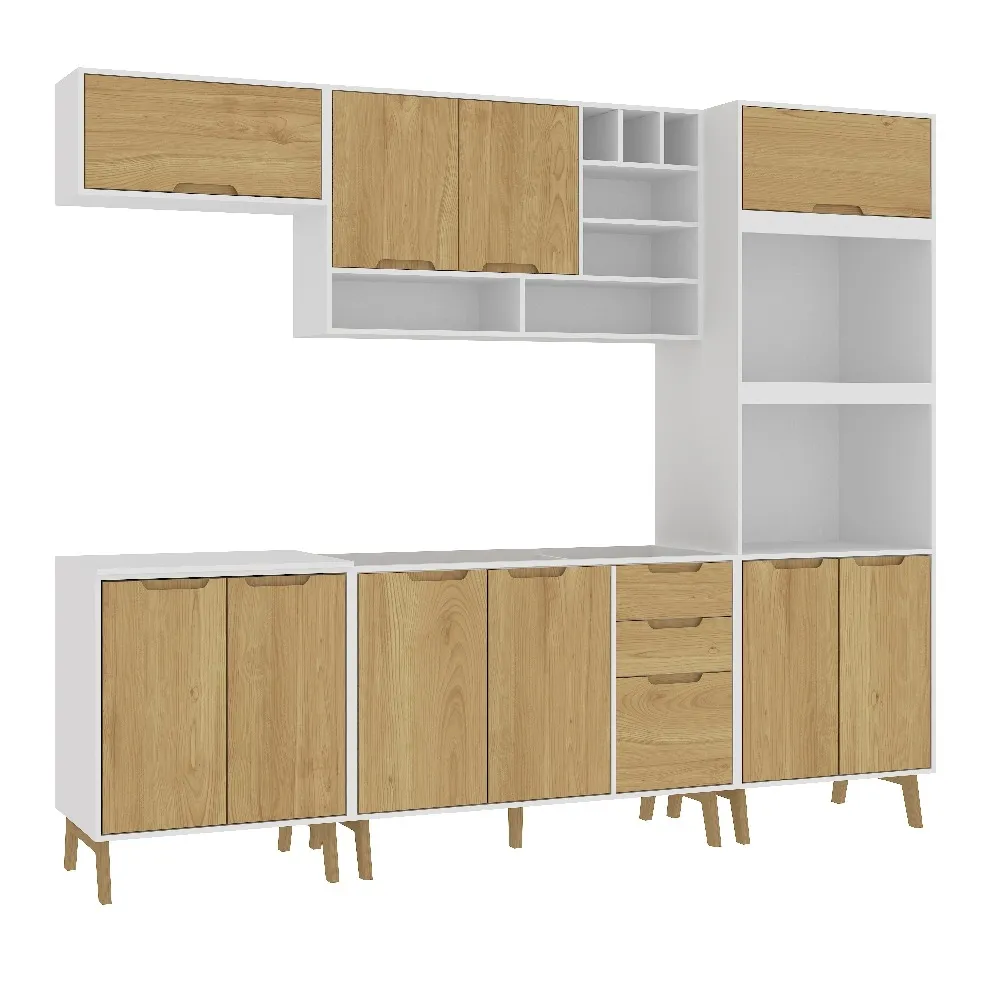 Cozinha Modulada Fellicci 10 Portas e 3 Gavetas Wood CW03ST-BR/WD Branco/Wood SE