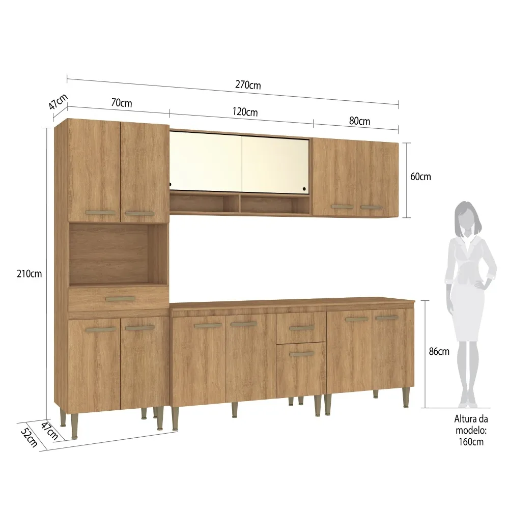 Cozinha Modulada Fellicci 12 Portas e 1 Gaveta Suprema CS02CT-ML Mel SE