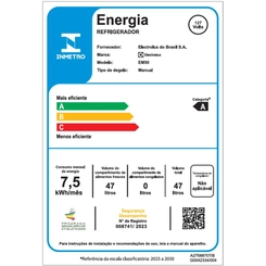 Frigobar 1 Porta 47L Cycle Defrost Electrolux Efficient EM50 Branco