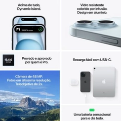 iPhone 15 Apple 128GB Tela 6.1" Câmera Principal 48MP e Selfie 12MP Preto