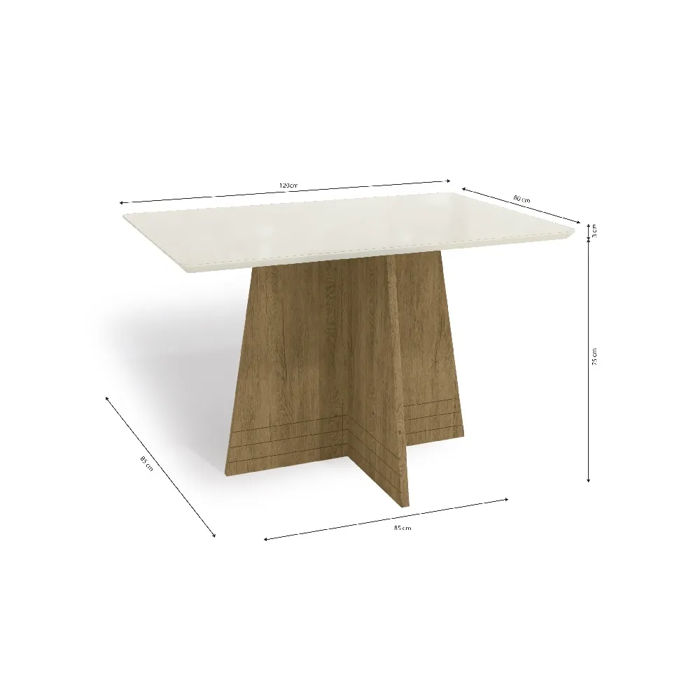 Mesa de Jantar com 4 Lugares Kappesberg Lótus 78X120X90C Freijó/Marrom