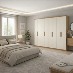 Guarda-Roupa 8 Portas THB Milan 4 Gavetas Capuccino/Off White SE