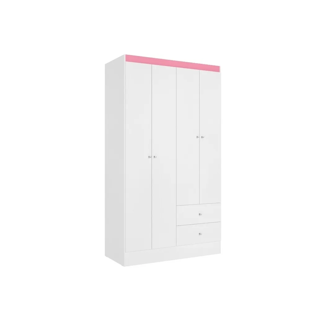 Guarda-Roupa 4 Portas THB Astro 5819 2 Gavetas Branco/Rosa SE