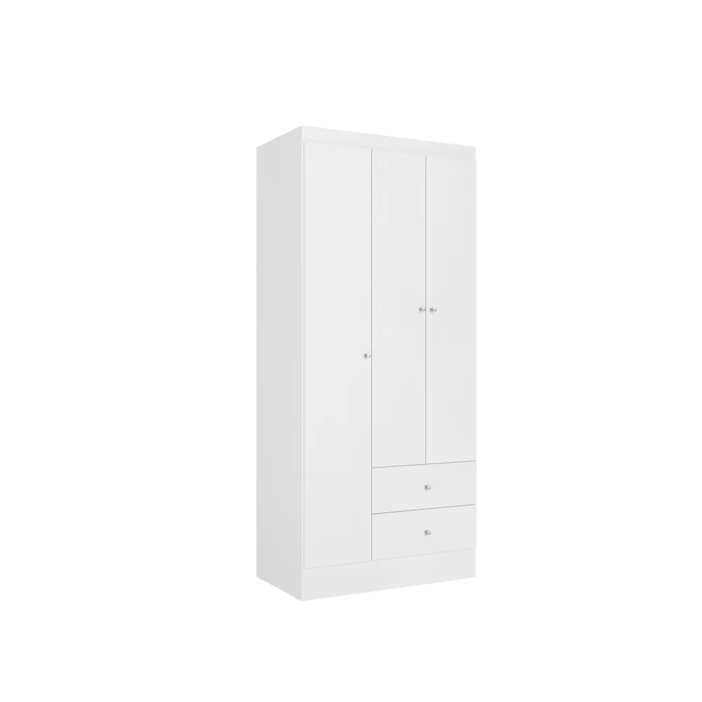 Guarda-Roupa 3 Portas THB Astro 5820 2 Gavetas Branco/Rosa SE