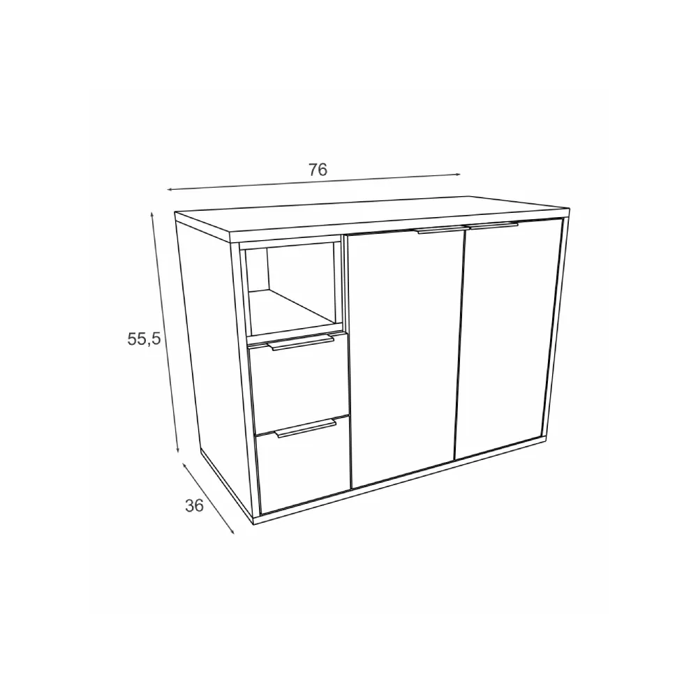 Conjunto de Banheiro Estilare Com Cuba CNJC3074-CICM 5 Portas Cinza/Carvalho/Mel SE