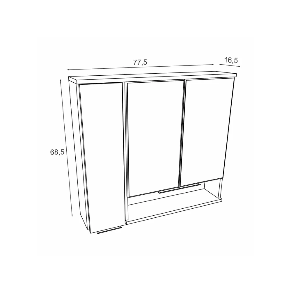 Conjunto de Banheiro Estilare Com Cuba CNJC3074-BRCM 5 Portas Branco/Carvalho/Mel SE