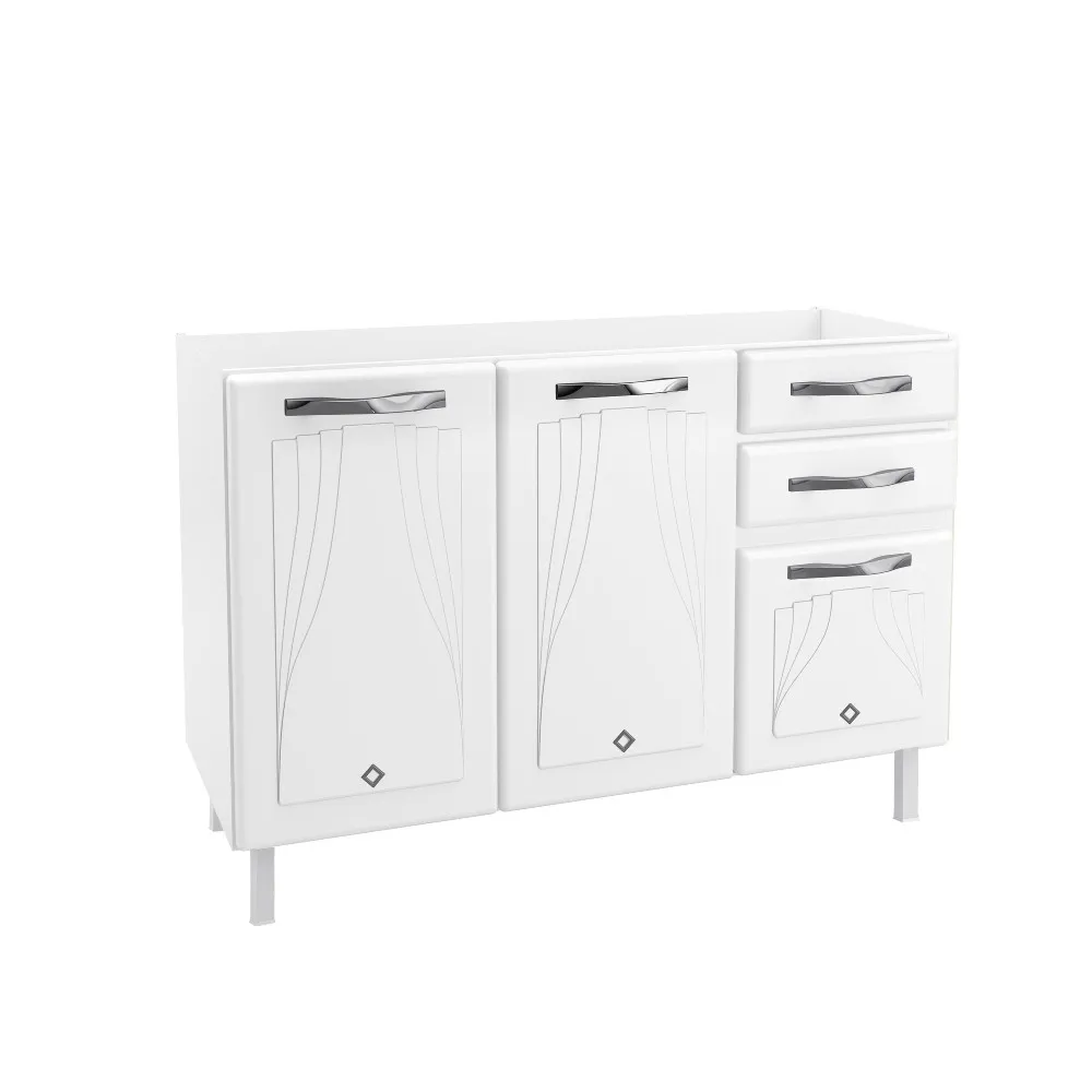 Balcão 120CM Telasul 3 Portas Star New 816128-01 Branco SE