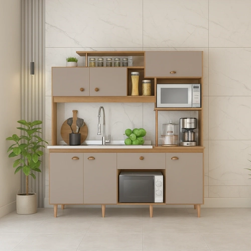 Cozinha Compacta Fellicci Iata 6 Portas 1 Gaveta CC180 Mel/Fendi