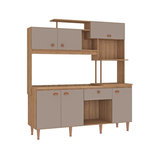 Cozinha Compacta Fellicci Iata 6 Portas 1 Gaveta CC180 Mel/Fendi