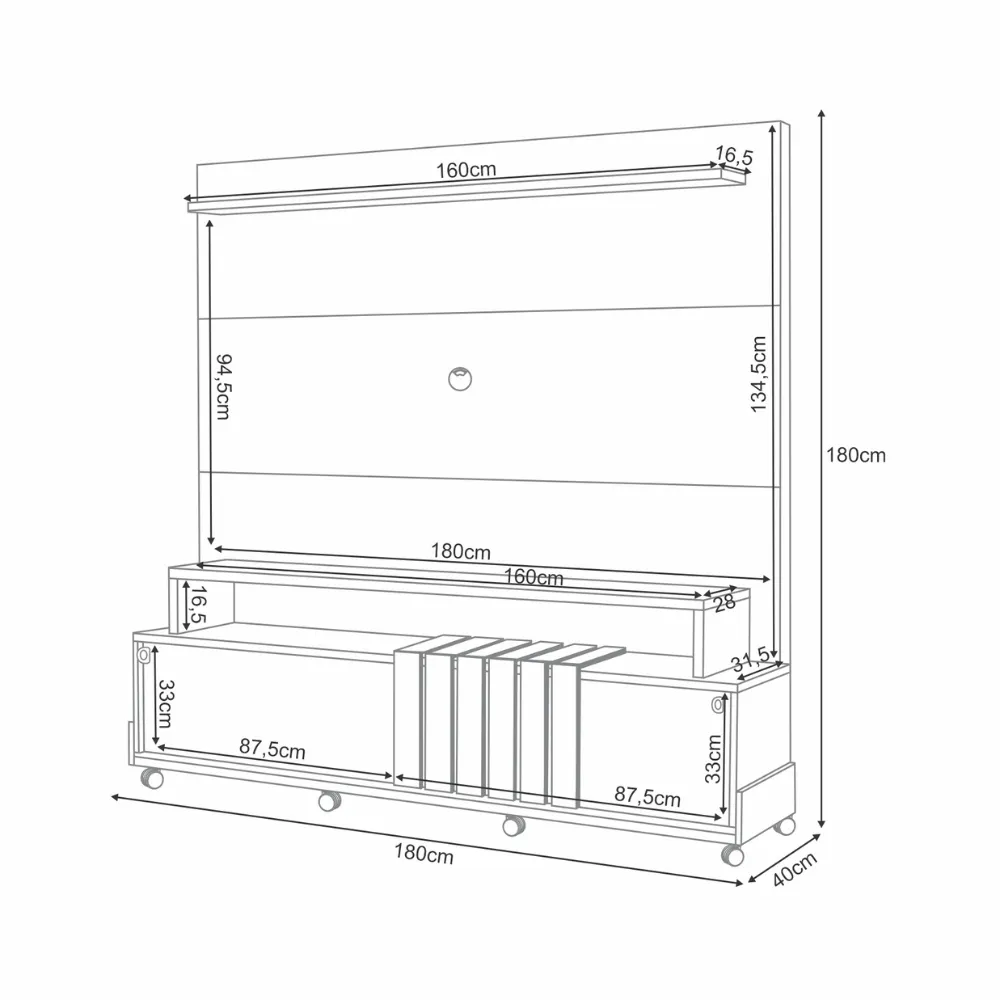 Home para TV até 65" HB Bold 4 Compartimentos 4290 Cinamomo Off White