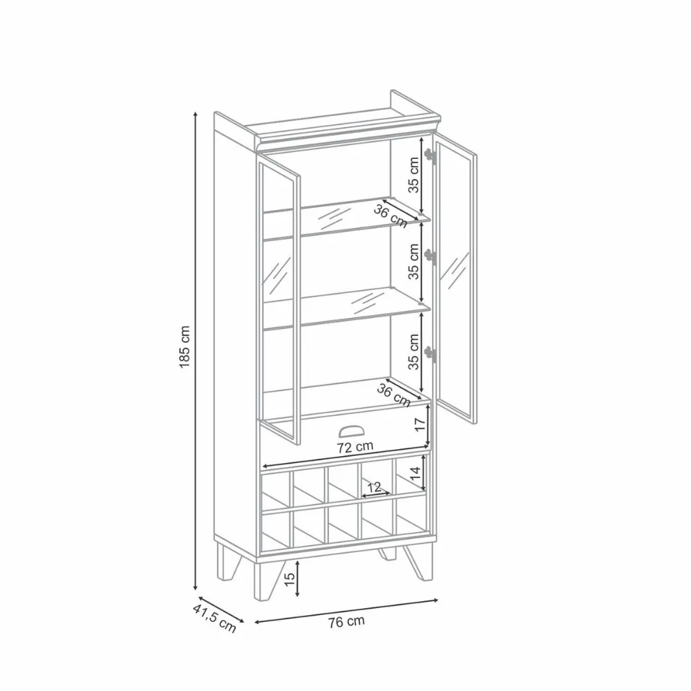 Cristaleira 2 Portas HB Opera 8024 Cinamomo/ Off White SE